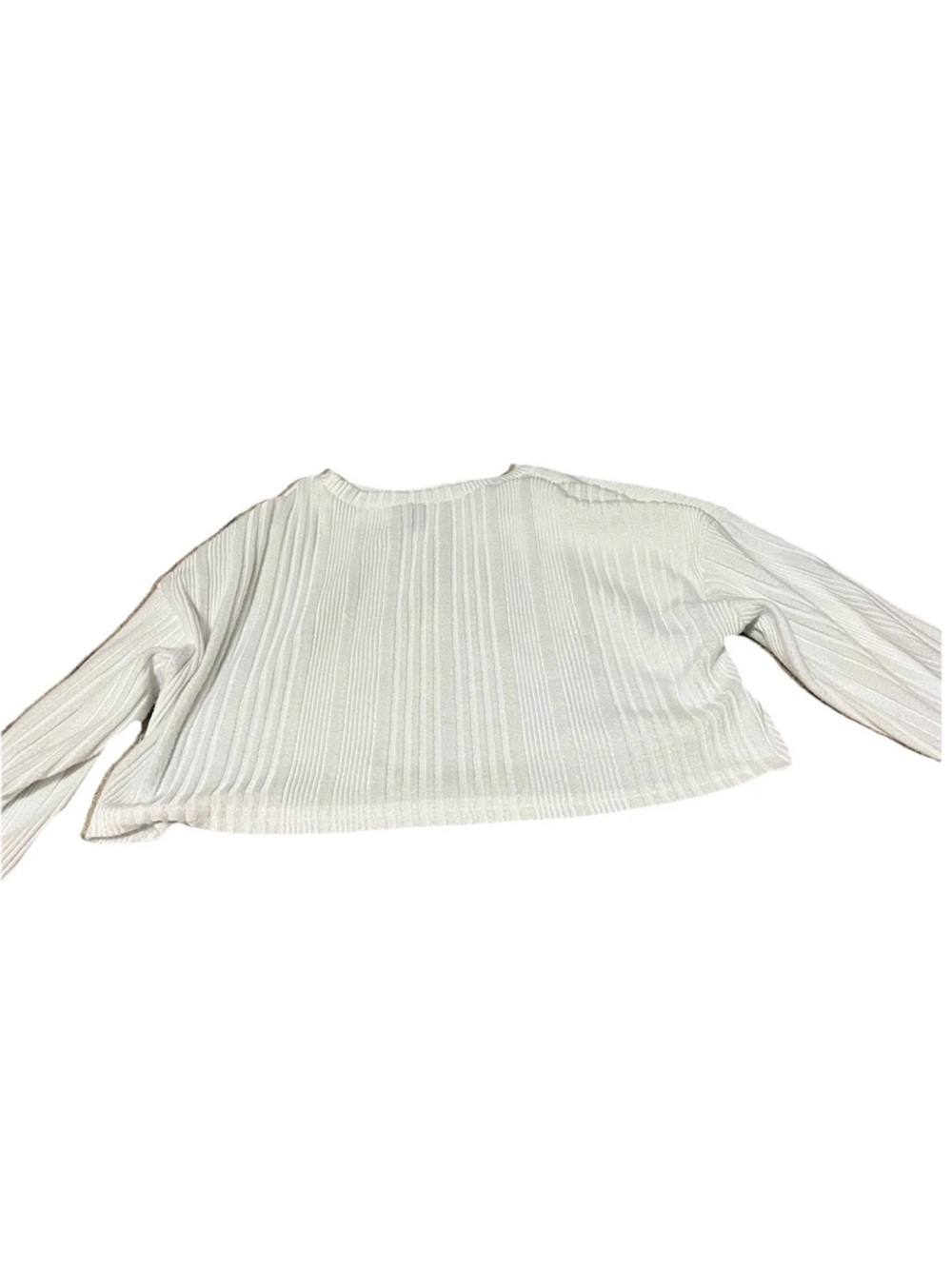 SHEIN Cream Ribbed Long Sleeve Cropped Sweater